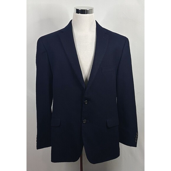 LRL Ralph Lauren 48R Sport Coat 100% Wool Flannel Navy Blue Two Button Vented - Picture 2 of 8